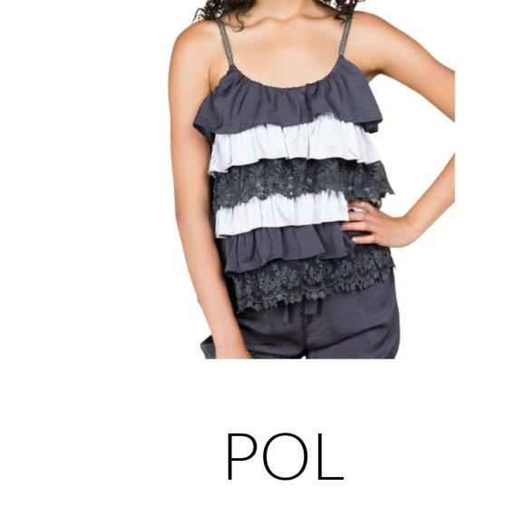 POL Tops - POL- Charcoal Cascading Ruffle Camisole NWT- Size Small